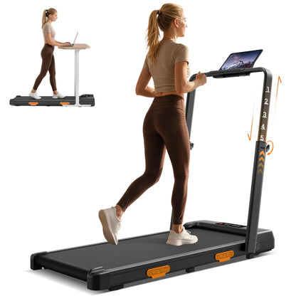 Umay Folding Walking Treadmill for Home and Office with 16% Incline, Handrails, and 300 lbs Capacity - Portable Indoor Walking Machine