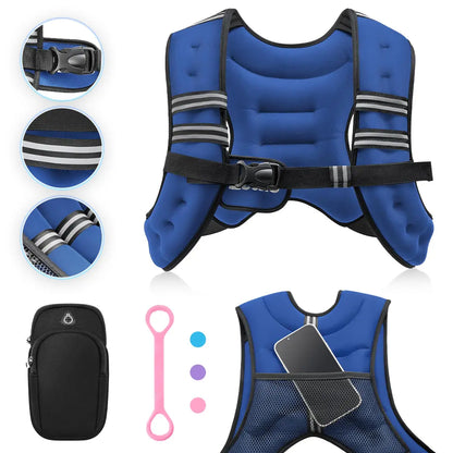 Zelus Weighted Vests with Detachable Phone Pouch, Reflective Stripes, and Adjustable Straps - Available in 6 to 30 lbs for Enhanced Workouts and Strength Training