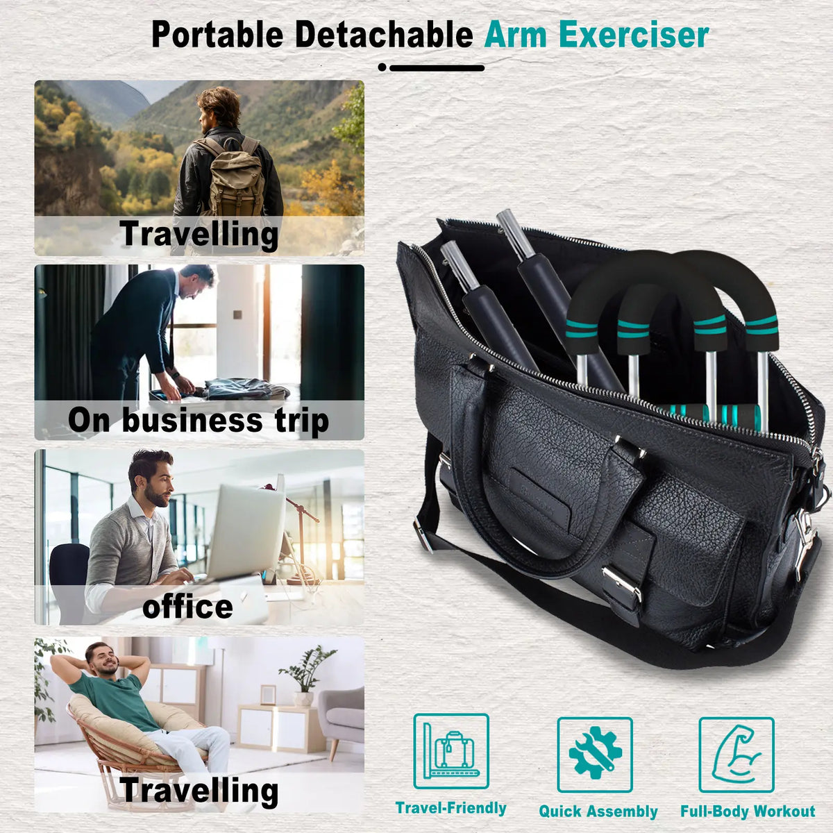 HOTWAVE Adjustable Arm and Chest Trainer for Men - Portable Spring Resistance Equipment for Upper Body Strength Training