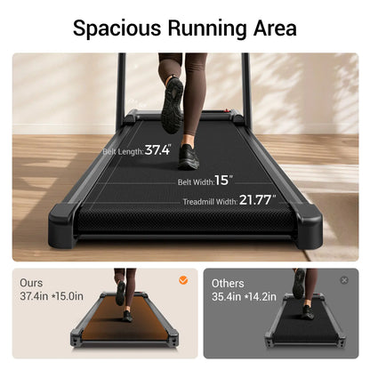 Umay Folding Walking Treadmill for Home and Office with 16% Incline, Handrails, and 300 lbs Capacity - Portable Indoor Walking Machine