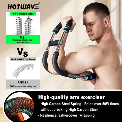 HOTWAVE Adjustable Arm and Chest Trainer for Men - Portable Spring Resistance Equipment for Upper Body Strength Training