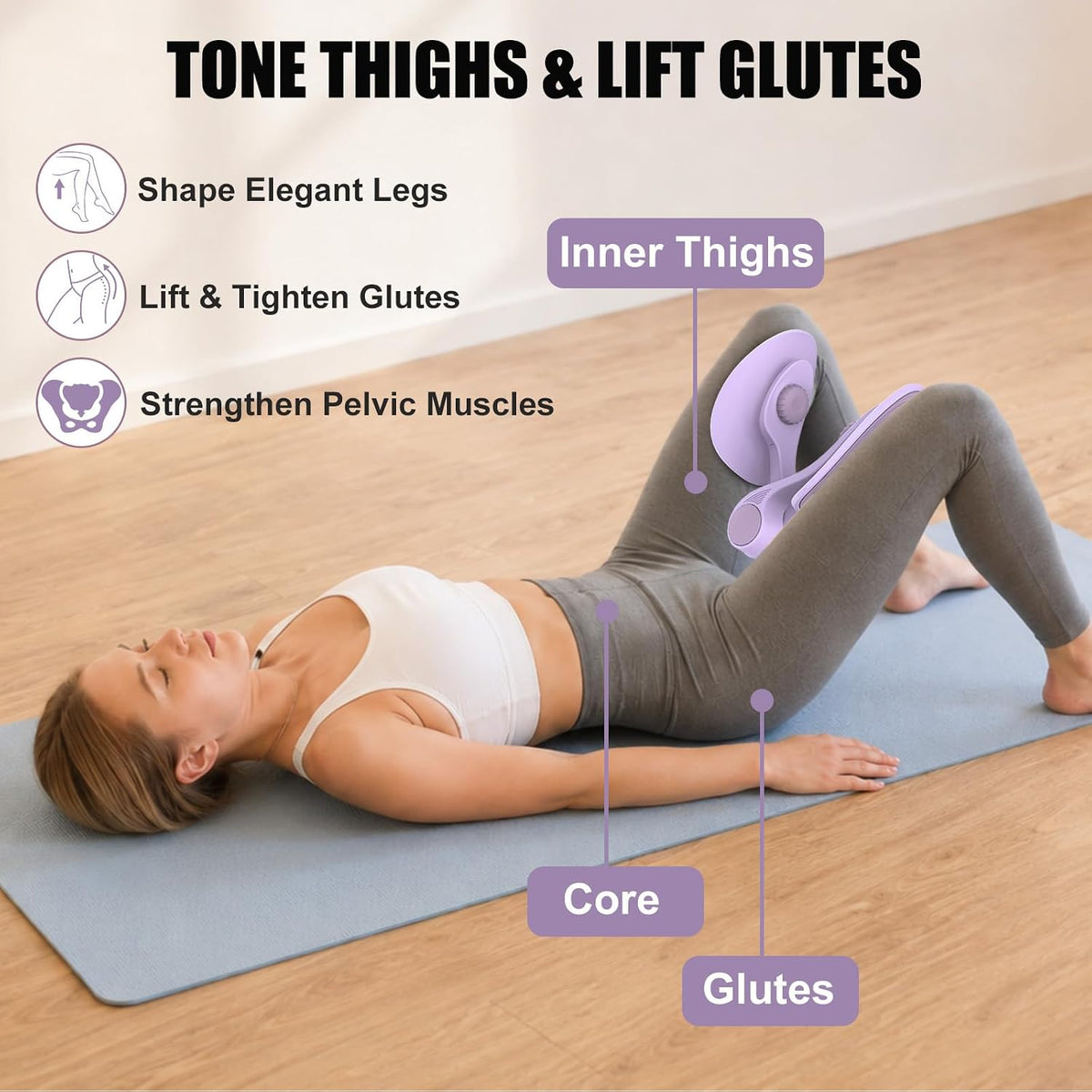 Pelvic Floor Exercise Devices 35Lb Resistance Kegel Thigh Trainer with Band