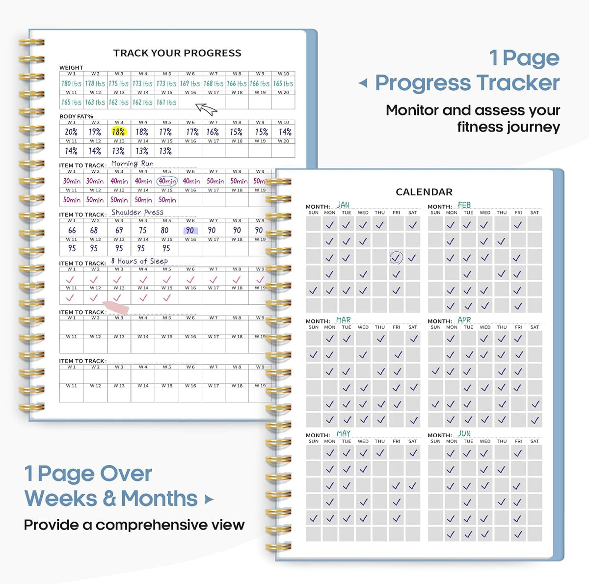 Fitness Workout Journal & Log Book for Women & Men, Fitness Planner