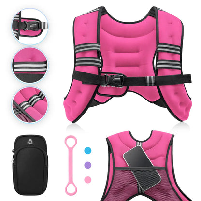 Zelus Weighted Vests with Detachable Phone Pouch, Reflective Stripes, and Adjustable Straps - Available in 6 to 30 lbs for Enhanced Workouts and Strength Training