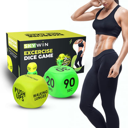 2 PCS Exercise Dice, 6 Sided Foam Workout Dice Set, Teens & Adults - Yellow
