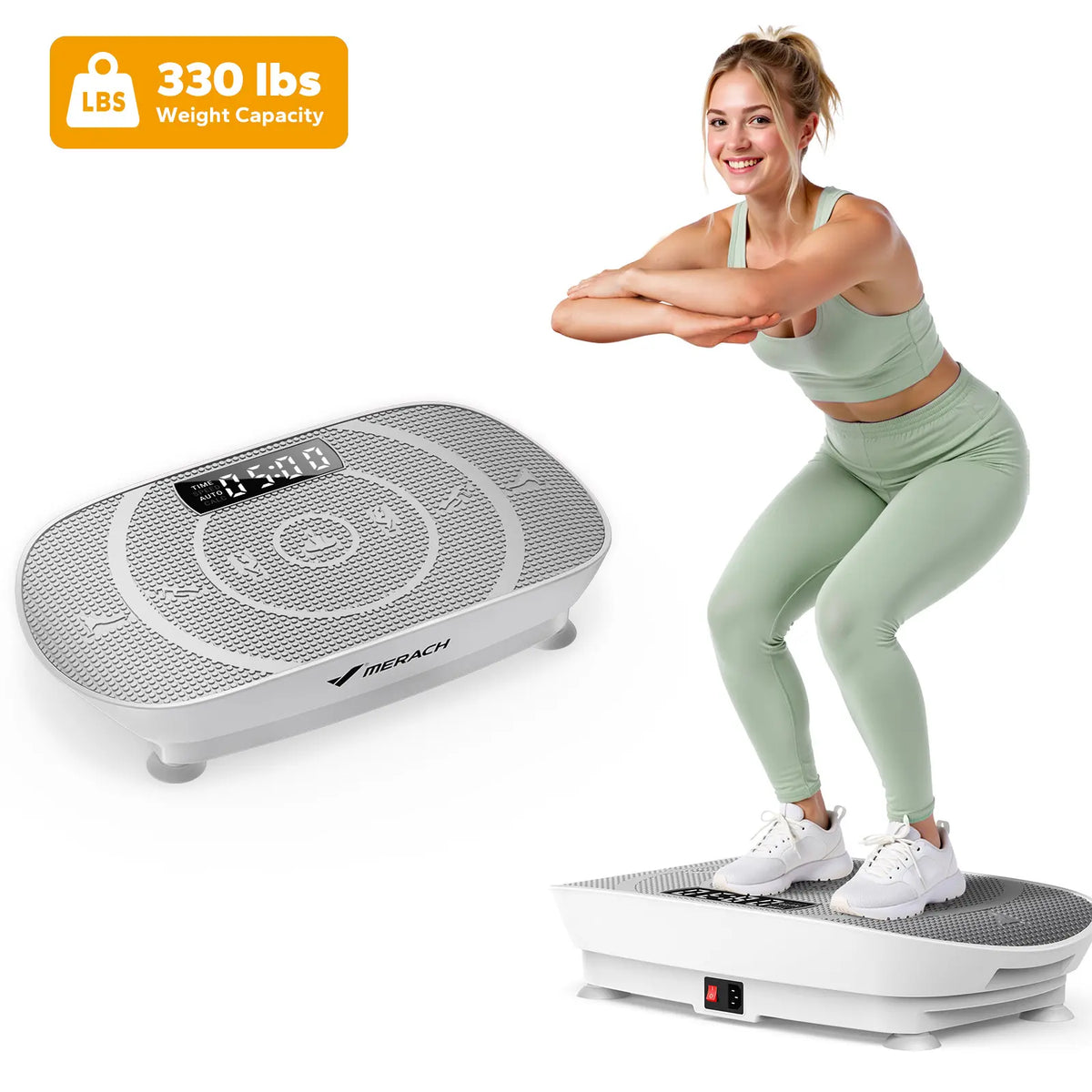 Merach Slim Vibration Plate - Compact Fitness Machine for Whole Body Workout and Lymphatic Drainage, Ideal for Home Gym Use