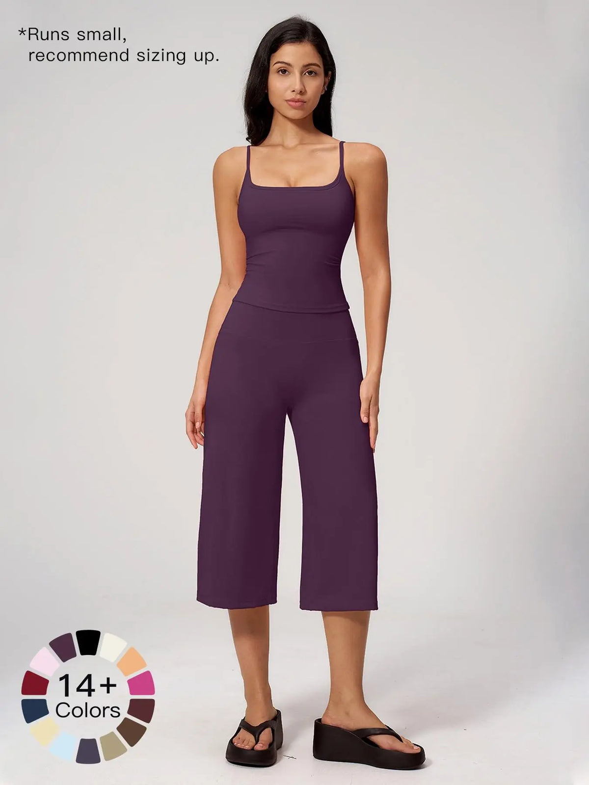 New Yoga Tank Top High Waist Quick-Dry Casual Culottes Capris Pants Running Outdoor Yoga Set for Women, Capris ,Comfortable and Stylish Activewear