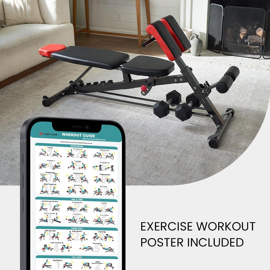 Finer Form Multi-Functional Adjustable FID Weight Bench and Roman Chair Combination