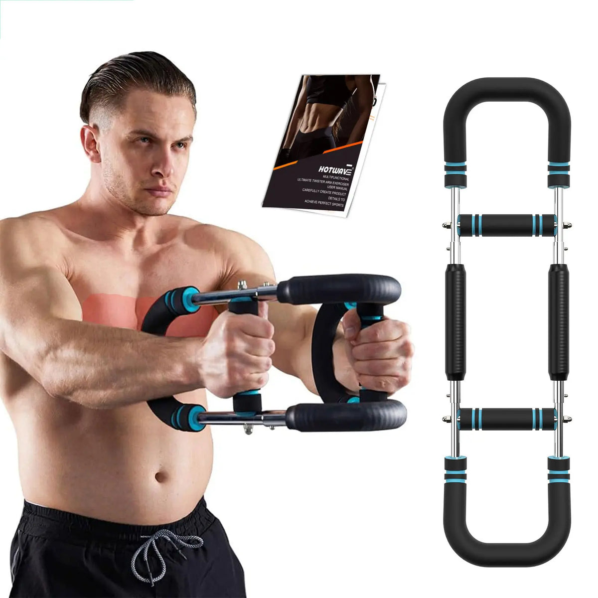 HOTWAVE Adjustable Arm and Chest Trainer for Men - Portable Spring Resistance Equipment for Upper Body Strength Training