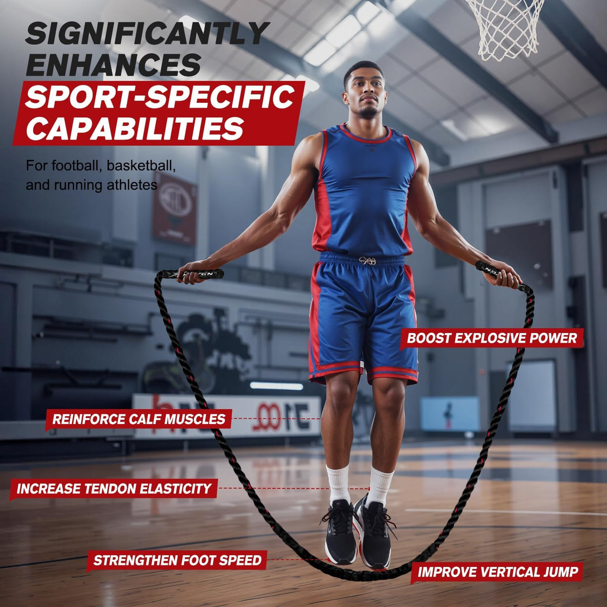 Jump Rope, Weighted Jump Rope for Men Women, 2.8Lb 3.8Lb 5Lb Heavy Skipping Rope for Exercise, Adult Jumpropes for Home Workout, Improve Strength and Building Muscle,Total Body Workout Equipment