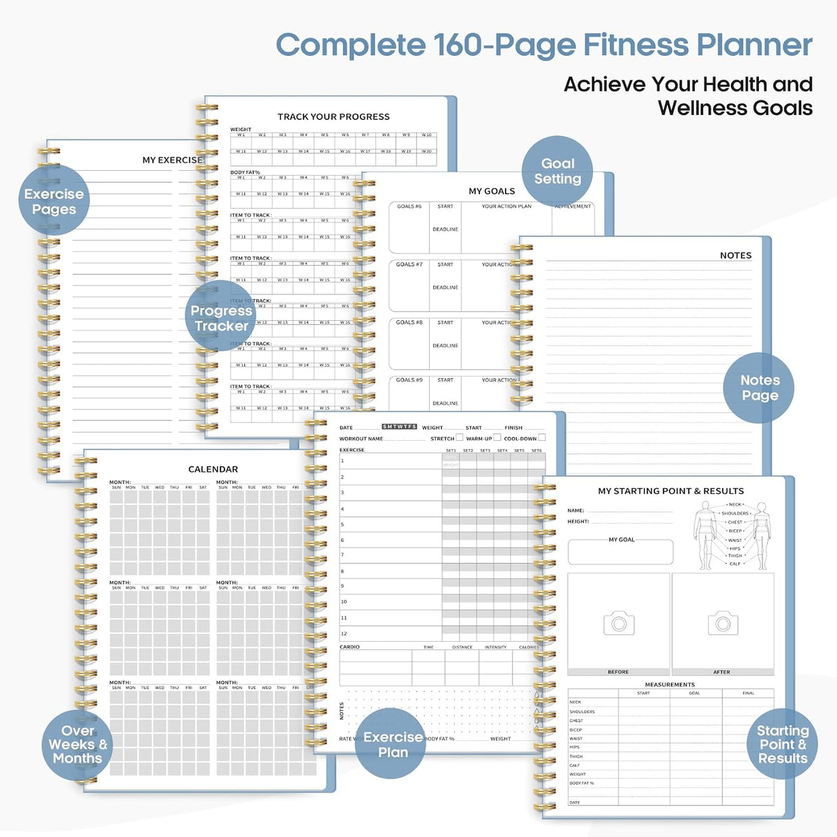 Fitness Workout Journal & Log Book for Women & Men, Fitness Planner