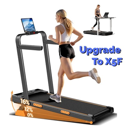Umay Folding Walking Treadmill for Home and Office with 16% Incline, Handrails, and 300 lbs Capacity - Portable Indoor Walking Machine