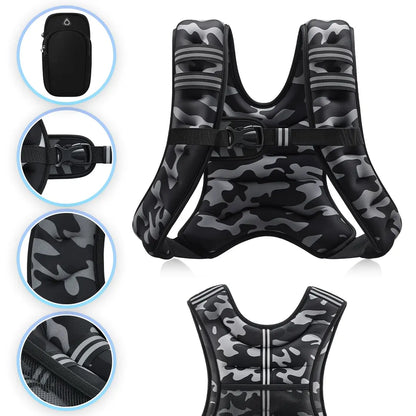Zelus Weighted Vests with Detachable Phone Pouch, Reflective Stripes, and Adjustable Straps - Available in 6 to 30 lbs for Enhanced Workouts and Strength Training