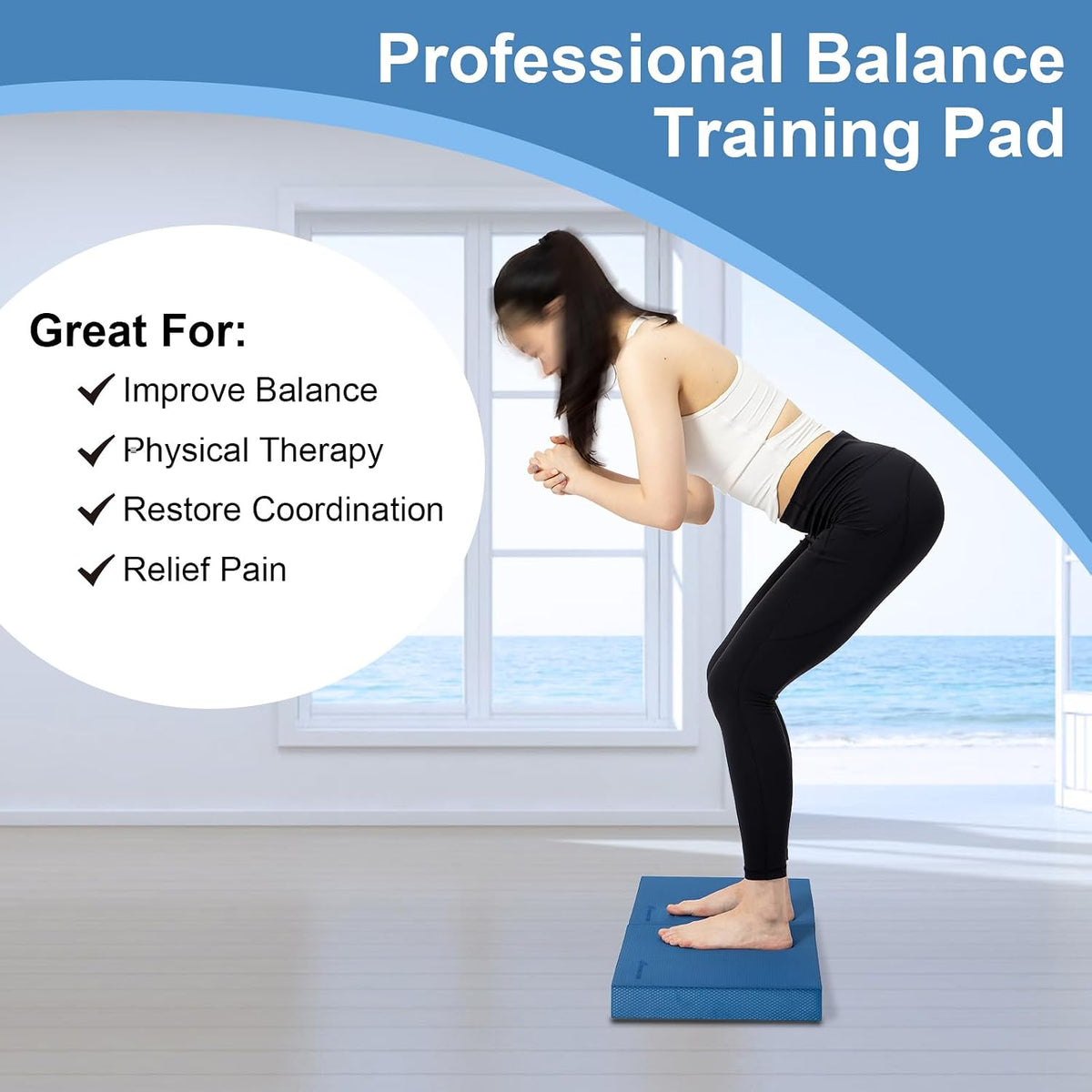 Foam Balance Pad, High-Density TPE, 15.8 X 13 X 2 In, Non-Slip