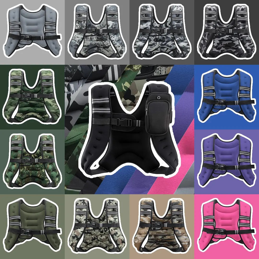 Zelus Weighted Vests with Detachable Phone Pouch, Reflective Stripes, and Adjustable Straps - Available in 6 to 30 lbs for Enhanced Workouts and Strength Training
