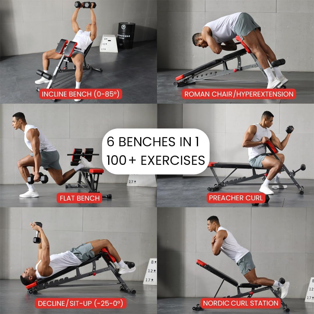 Finer Form Multi-Functional Adjustable FID Weight Bench and Roman Chair Combination
