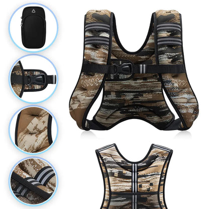 Zelus Weighted Vests with Detachable Phone Pouch, Reflective Stripes, and Adjustable Straps - Available in 6 to 30 lbs for Enhanced Workouts and Strength Training