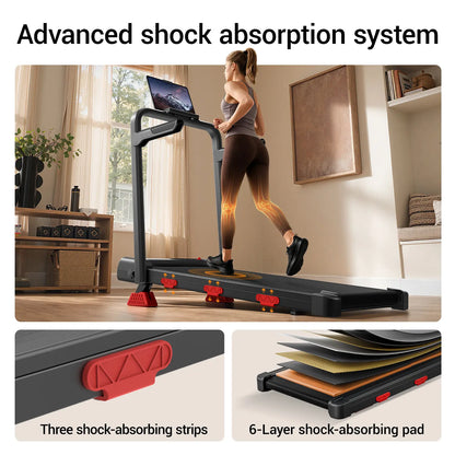 Umay Folding Walking Treadmill for Home and Office with 16% Incline, Handrails, and 300 lbs Capacity - Portable Indoor Walking Machine