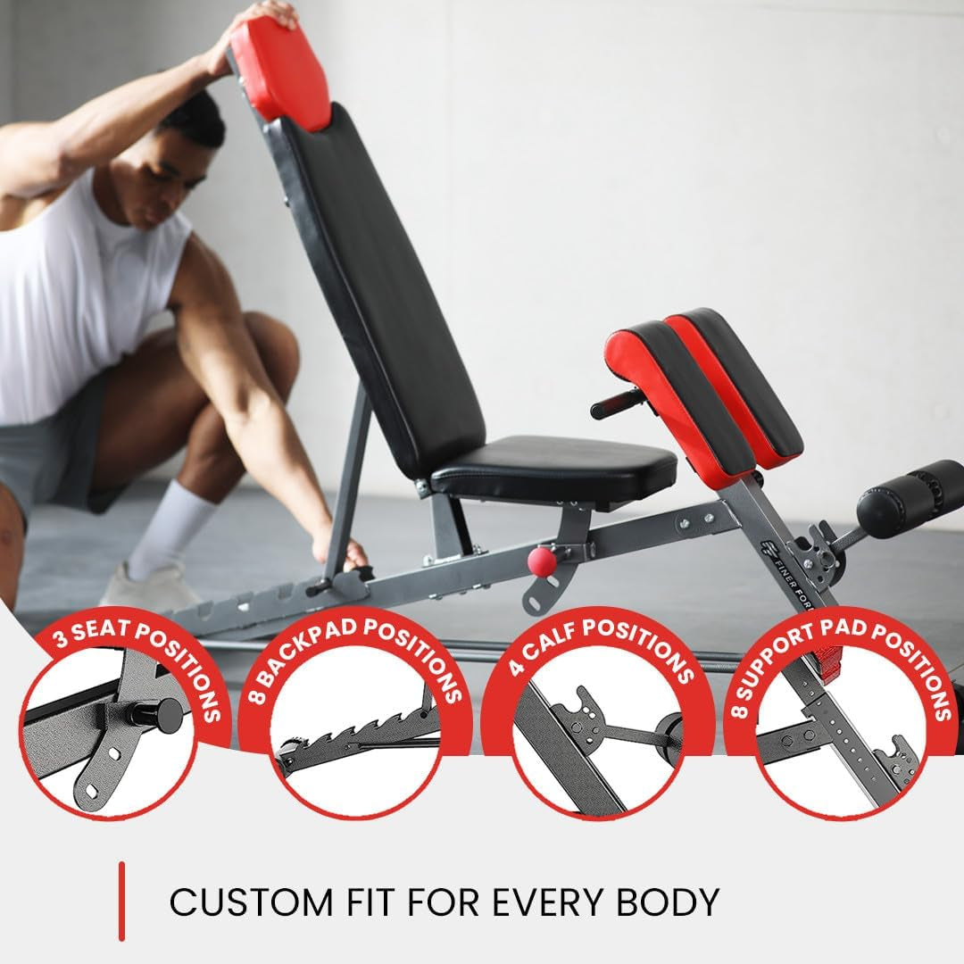Finer Form Multi-Functional Adjustable FID Weight Bench and Roman Chair Combination
