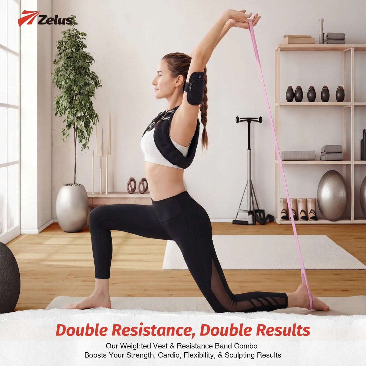 Zelus Weighted Vests with Detachable Phone Pouch, Reflective Stripes, and Adjustable Straps - Available in 6 to 30 lbs for Enhanced Workouts and Strength Training