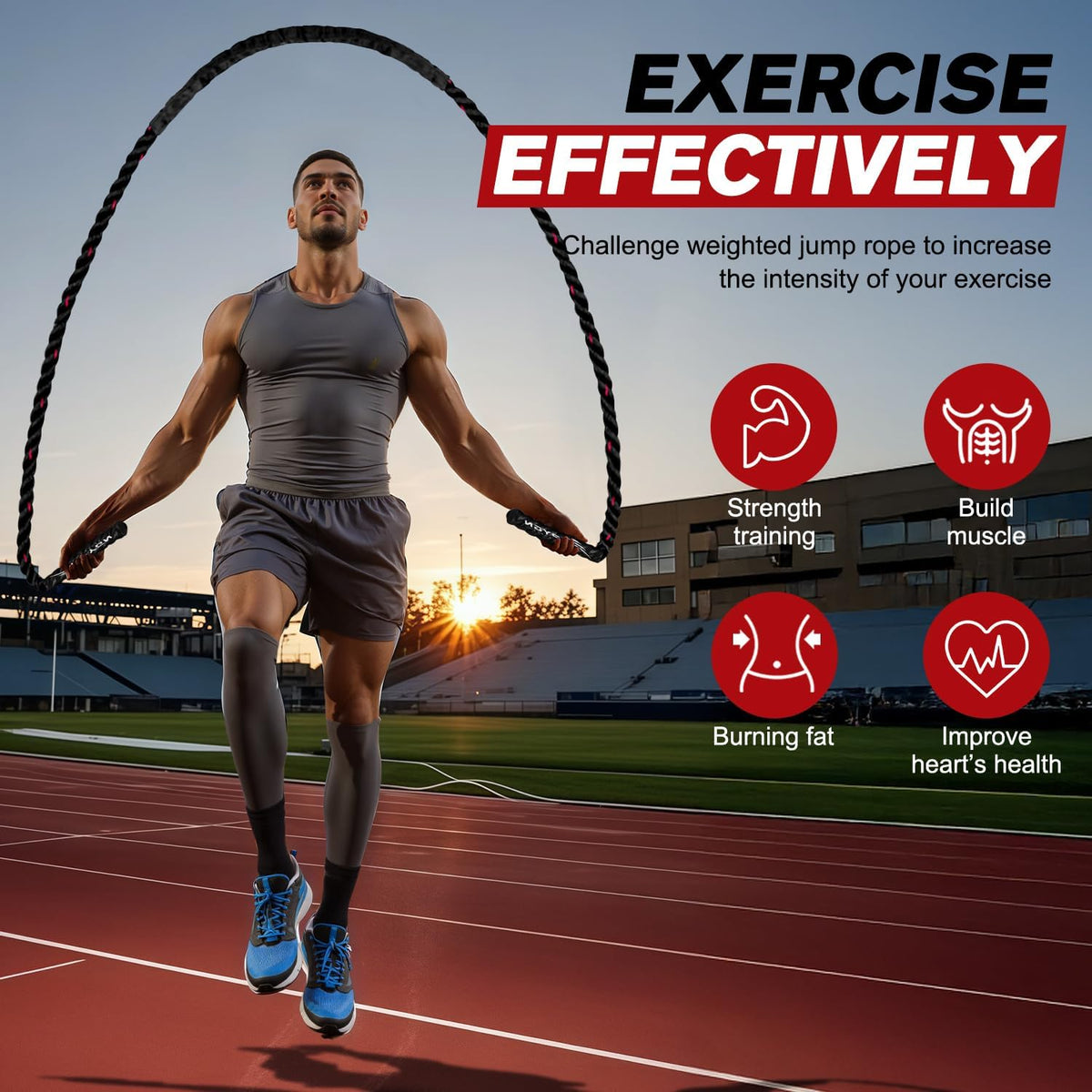 Jump Rope, Weighted Jump Rope for Men Women, 2.8Lb 3.8Lb 5Lb Heavy Skipping Rope for Exercise, Adult Jumpropes for Home Workout, Improve Strength and Building Muscle,Total Body Workout Equipment