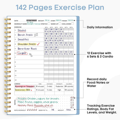 Fitness Workout Journal & Log Book for Women & Men, Fitness Planner