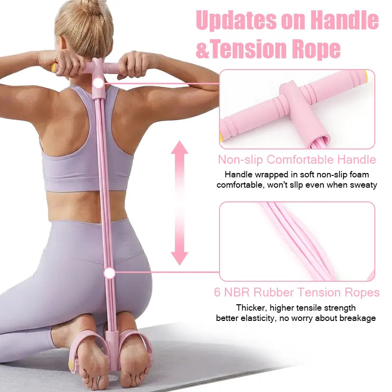 6-Tube Elastic Resistance Band Set for Home Fitness - Portable Exercise Bands for Core and Lower Body Workouts, Ideal for Home Gym Use, Sohochic