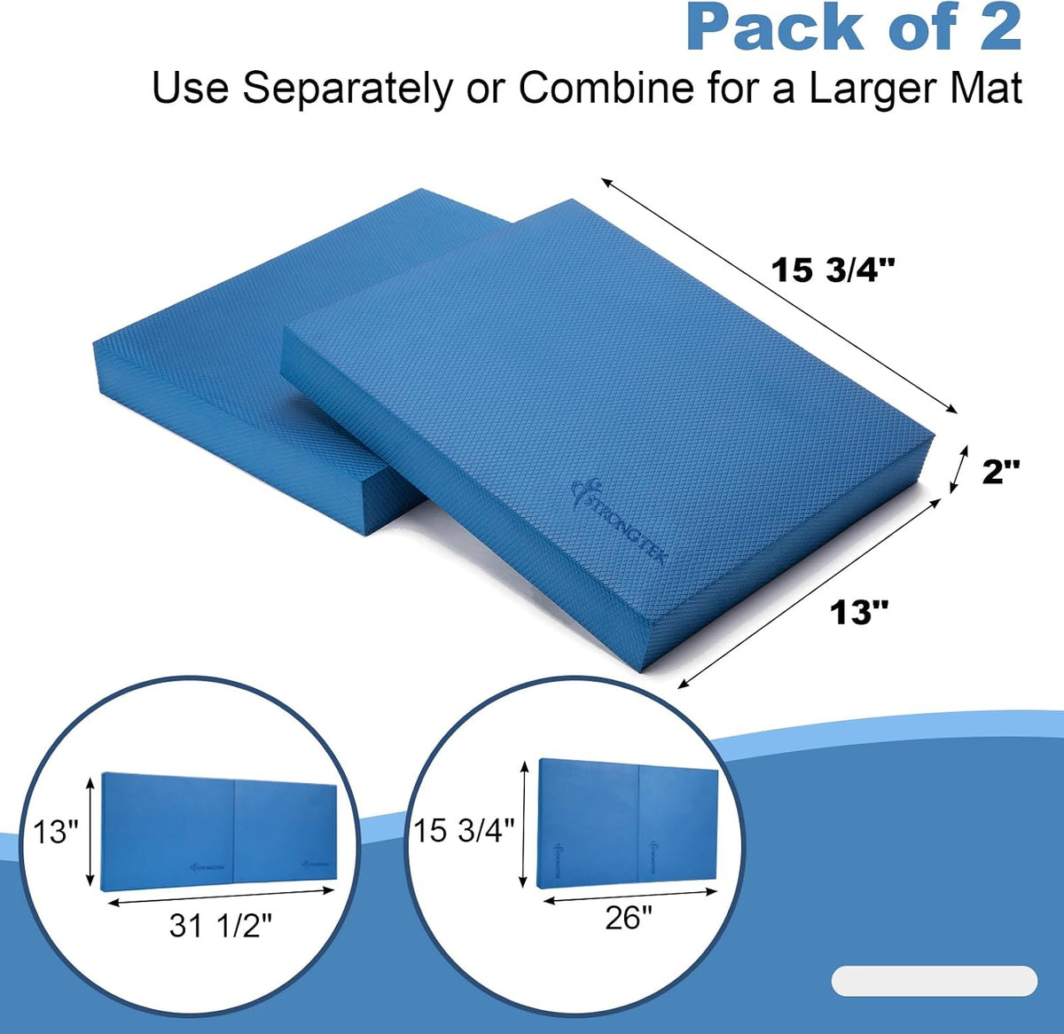 Foam Balance Pad, High-Density TPE, 15.8 X 13 X 2 In, Non-Slip