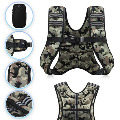 Zelus Weighted Vests with Detachable Phone Pouch, Reflective Stripes, and Adjustable Straps - Available in 6 to 30 lbs for Enhanced Workouts and Strength Training