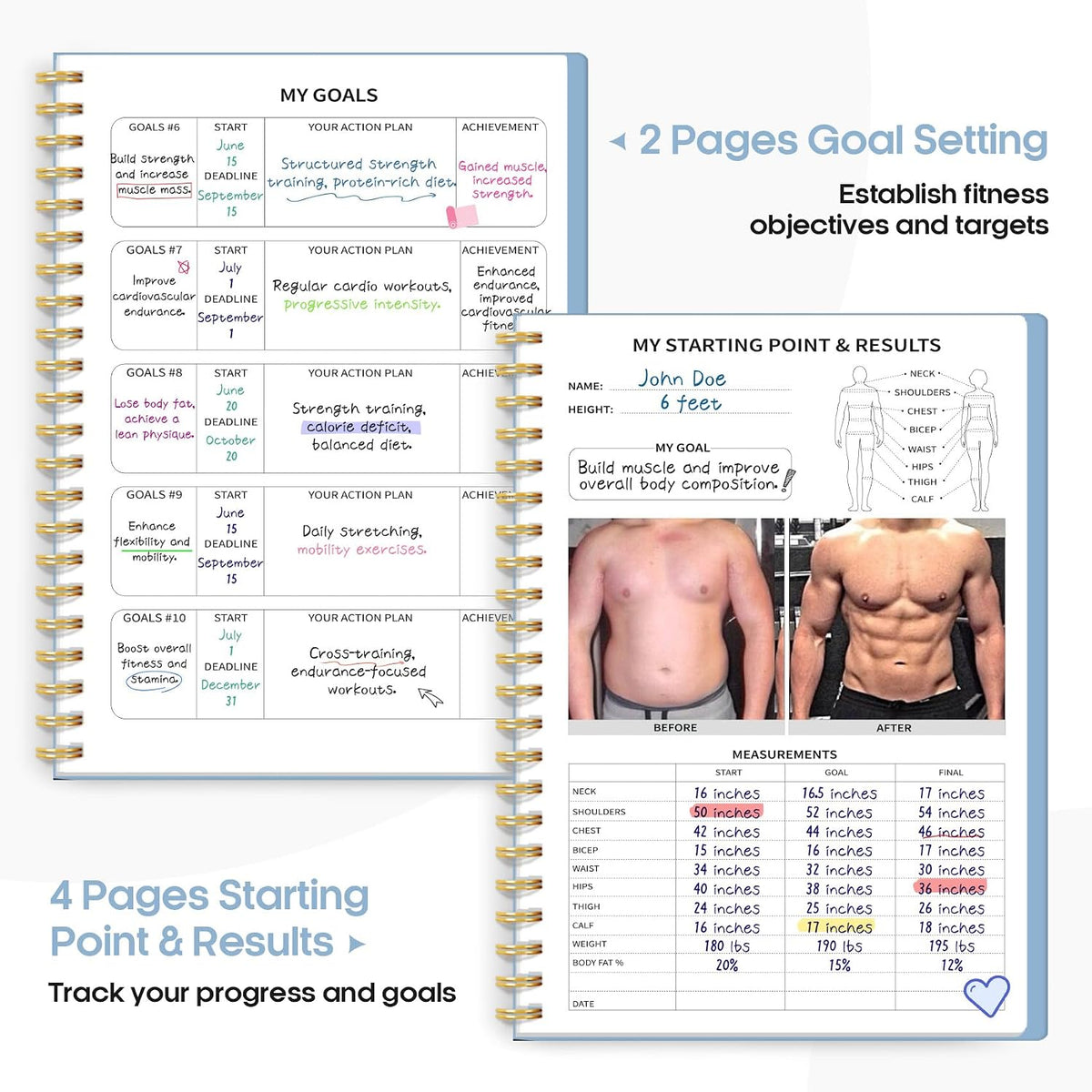 Fitness Workout Journal & Log Book for Women & Men, Fitness Planner