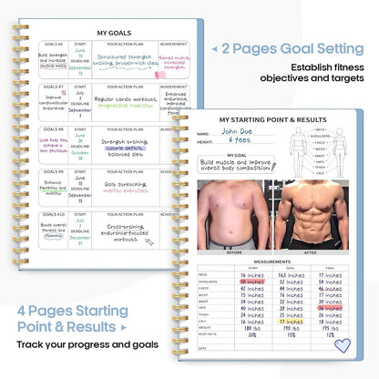 Fitness Workout Journal & Log Book for Women & Men, Fitness Planner