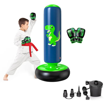 QPAU 48-Inch Inflatable Punching Bag - Stable Boxing Bag for Children Ages 3-6, Dinosaur-Themed Gift for Boys and Girls, Ideal for Karate and Taekwondo Practice, Perfect Halloween Present