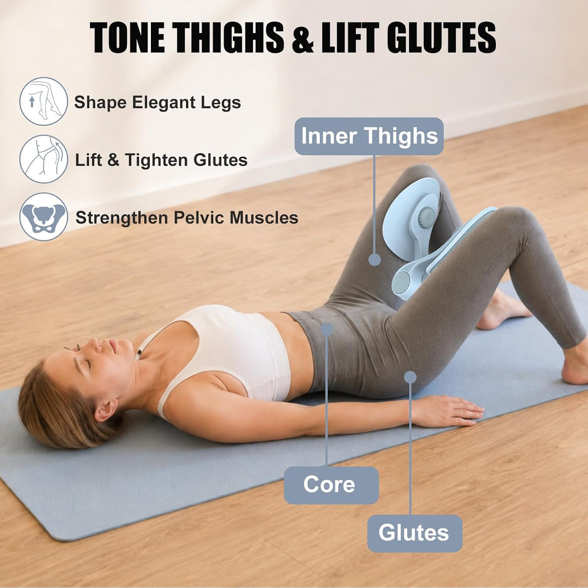 Pelvic Floor Exercise Devices 35Lb Resistance Kegel Thigh Trainer with Band