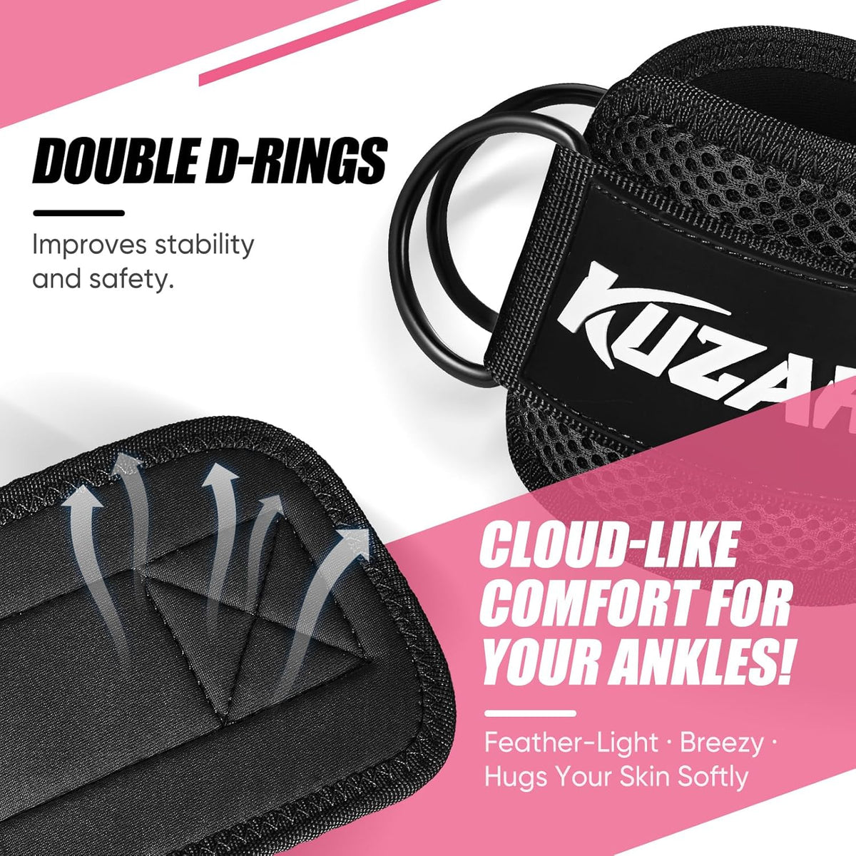Ankle Resistance Bands with Cuffs, Ankle Weights Bands for Working Out, Women Leg and Glutes Workout Equipment, Exercise Bands for Kickbacks, Butt and Booty Trainer, Home Gym Fitness Equipment